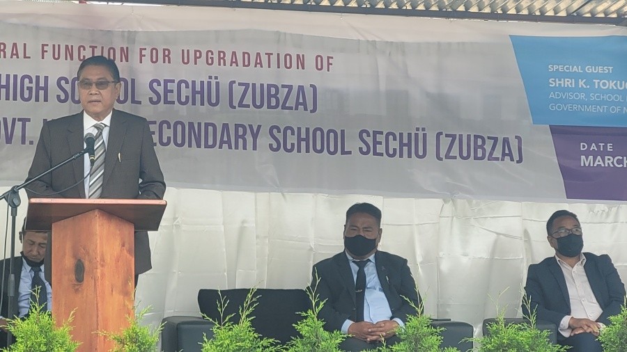 Sukhalu during the inauguration of the upgradation of GHS Sechü(Zubza) to Higher Secondary School on March 2. (Morung Photo)